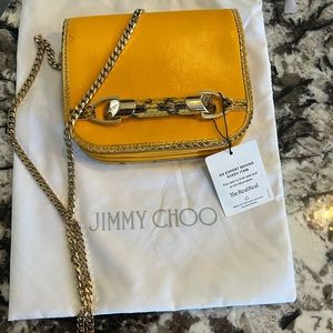 Jimmy Choo gold leather crossbody shoulder bag